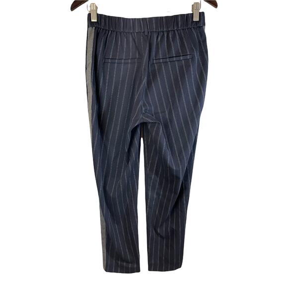 Zara Women's Elastic Waist Pull On Trouser Pant Side Stripe Navy Stripe Size XS - Picture 2 of 8